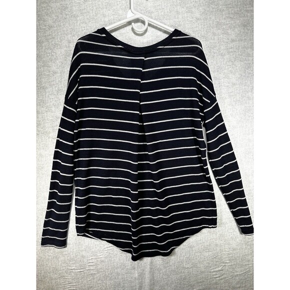 Merona V-neck Navy Blue Striped Nautical Slouch Sweater Oversized Women’s Small - Picture 4 of 7